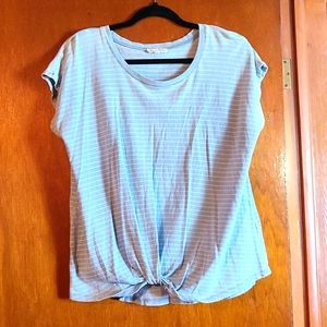 Blue and White Striped Blouse